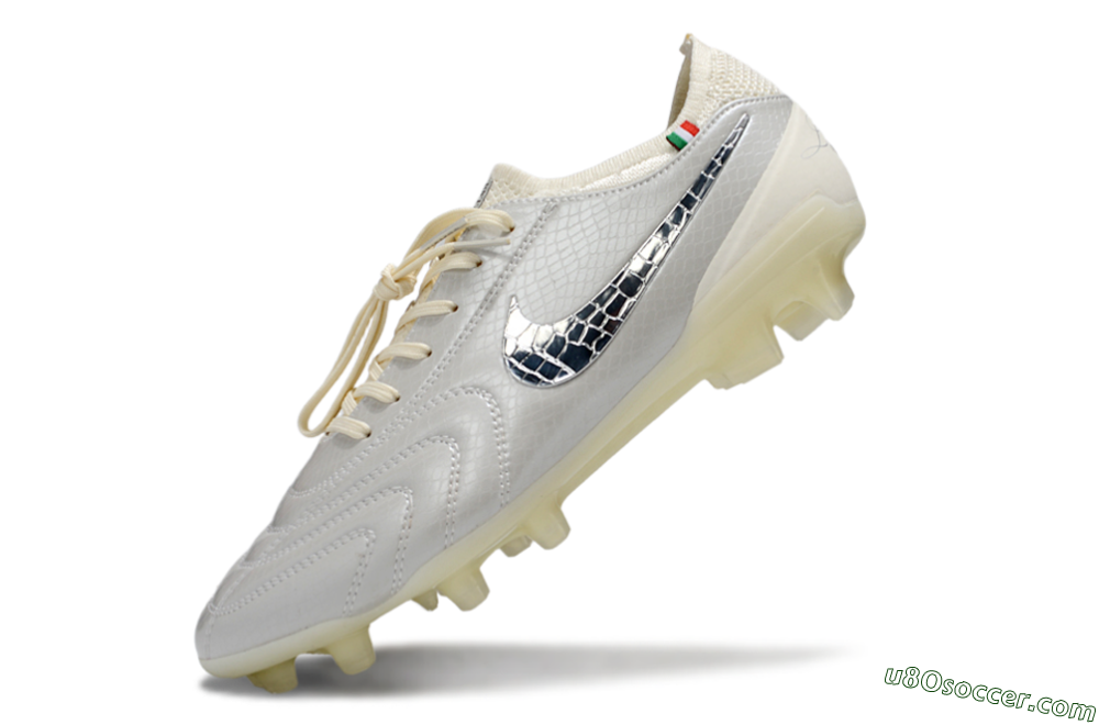 Nike Tiempo Legend 10 Elite FG Firm Ground Soccer Cleats - White/Creamy Beige/Glossy Black 5