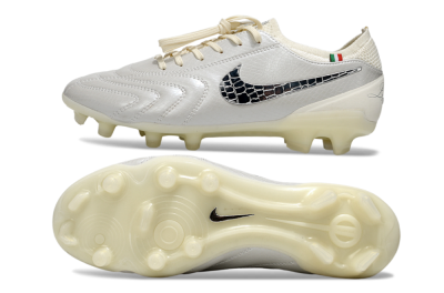 Nike Tiempo Legend 10 Elite FG Firm Ground Soccer Cleats - White/Creamy Beige/Glossy Black