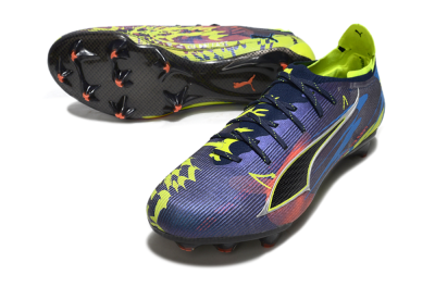 Puma Ultra Ultimate FG Firm Ground Soccer Cleats - Navy/Electric Yellow/Dynamic Blue