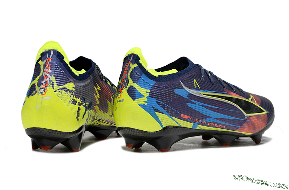 Puma Ultra Ultimate FG Firm Ground Soccer Cleats - Navy/Electric Yellow/Dynamic Blue 6