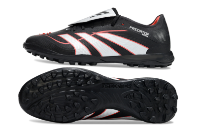 Adidas Predator League Fold-Over Tongue TF Artificial Turf Soccer Shoes - Black/Bright Red/Sleek White