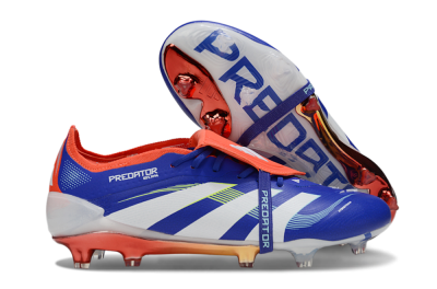 Adidas Predator 25 Elite Fold-Over Tongue FG Firm Ground Soccer Cleats - Blue/Vibrant Orange/Neon Green