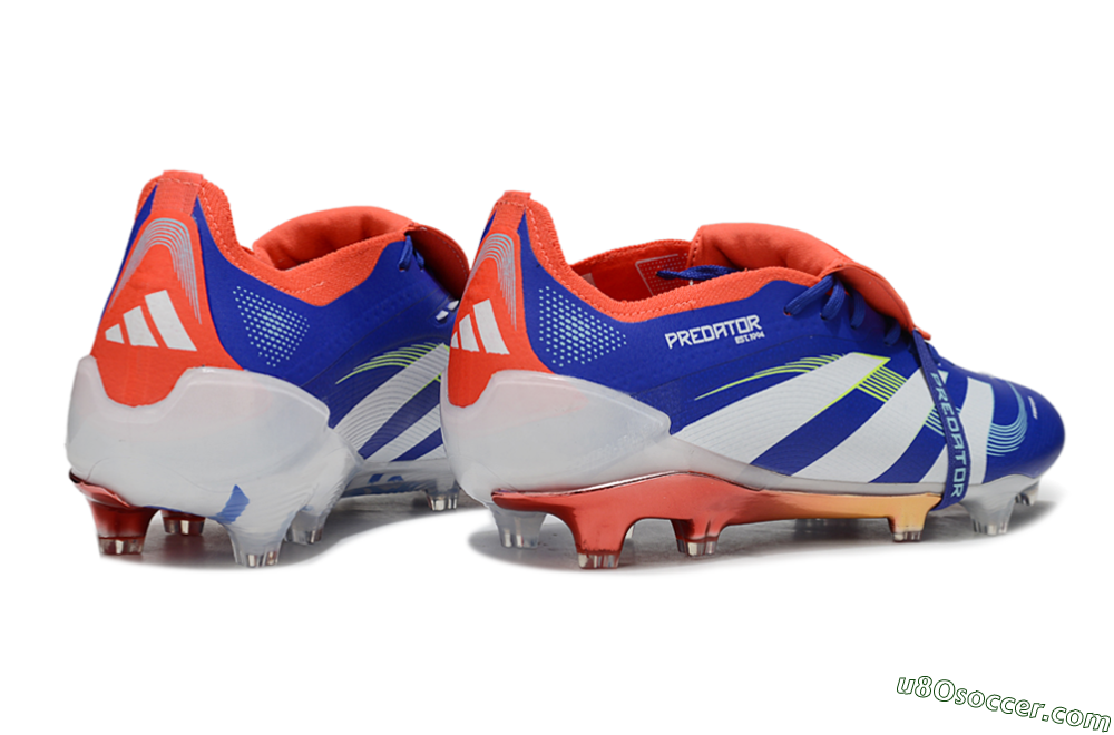 Adidas Predator 25 Elite Fold-Over Tongue FG Firm Ground Soccer Cleats - Blue/Vibrant Orange/Neon Green 5