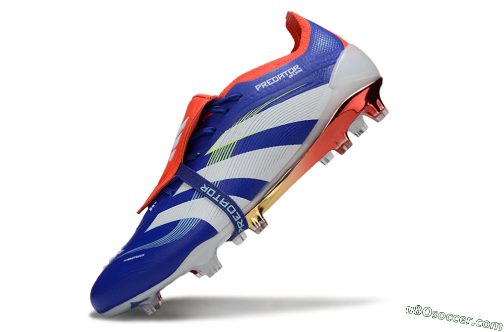 Adidas Predator 25 Elite Fold-Over Tongue FG Firm Ground Soccer Cleats - Blue/Vibrant Orange/Neon Green 4