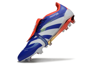 Adidas Predator 25 Elite Fold-Over Tongue FG Firm Ground Soccer Cleats - Blue/Vibrant Orange/Neon Green