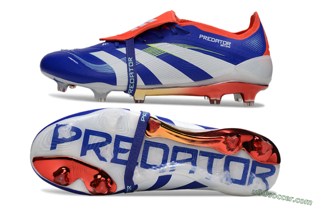 Adidas Predator 25 Elite Fold-Over Tongue FG Firm Ground Soccer Cleats - Blue/Vibrant Orange/Neon Green 0