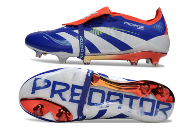 Adidas Predator 25 Elite Fold-Over Tongue FG Firm Ground Soccer Cleats - Blue/Vibrant Orange/Neon Green