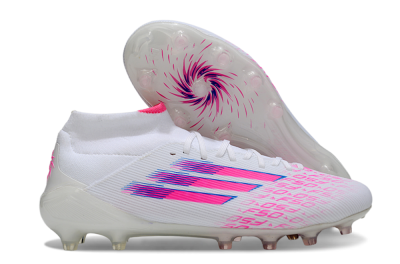 Adidas F50 Elite Mid FG Firm Ground Soccer Cleats - White/Vibrant Pink/Electric Blue