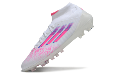 Adidas F50 Elite Mid FG Firm Ground Soccer Cleats - White/Vibrant Pink/Electric Blue
