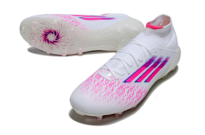 Adidas F50 Elite Mid FG Firm Ground Soccer Cleats - White/Vibrant Pink/Electric Blue