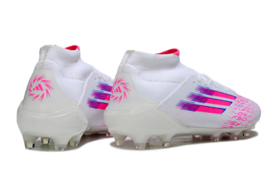 Adidas F50 Elite Mid FG Firm Ground Soccer Cleats - White/Vibrant Pink/Electric Blue