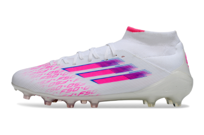 Adidas F50 Elite Mid FG Firm Ground Soccer Cleats - White/Vibrant Pink/Electric Blue