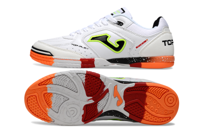 Joma Top Flex IC Indoor & Futsal Soccer Shoes - White/Neon Green/Orange Blaze