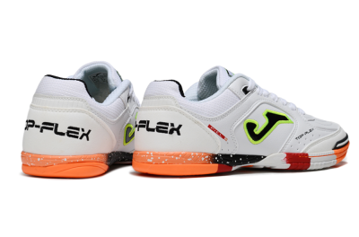 Joma Top Flex IC Indoor & Futsal Soccer Shoes - White/Neon Green/Orange Blaze