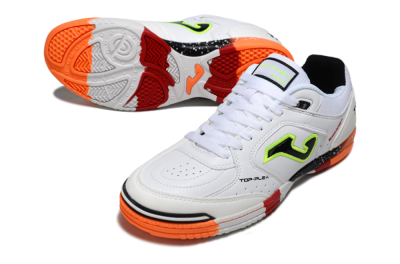Joma Top Flex IC Indoor & Futsal Soccer Shoes - White/Neon Green/Orange Blaze