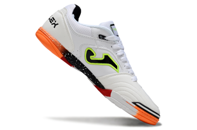 Joma Top Flex IC Indoor & Futsal Soccer Shoes - White/Neon Green/Orange Blaze