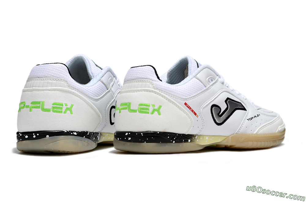 Joma Top Flex IC Indoor & Futsal Soccer Shoes - White/Black/Green 6