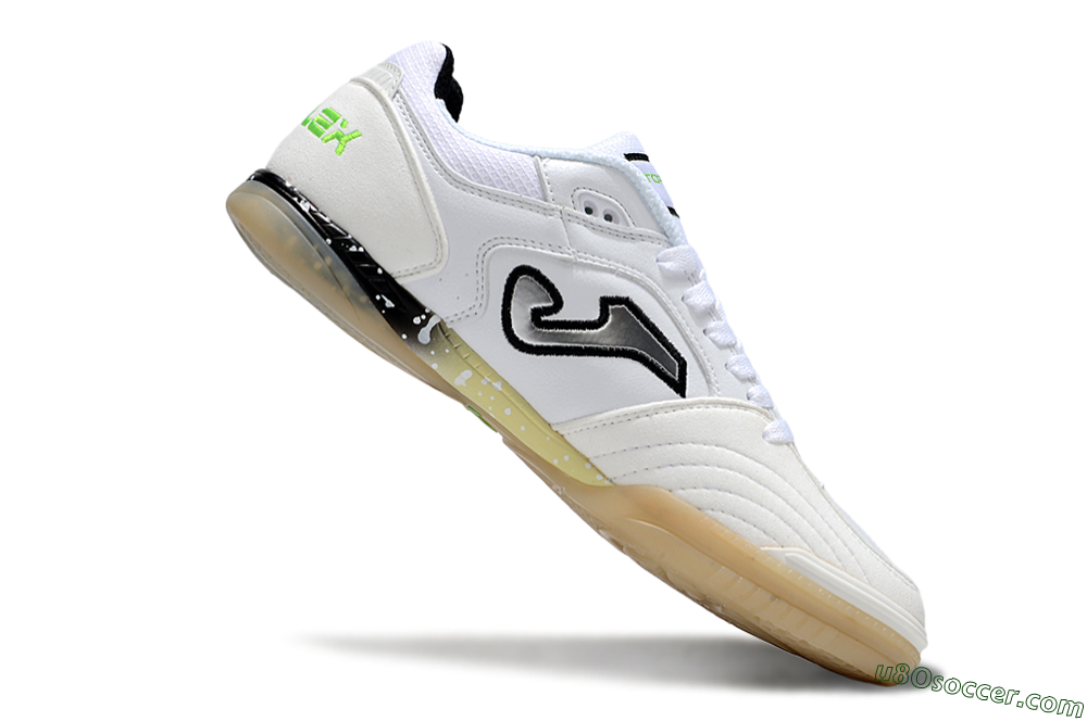 Joma Top Flex IC Indoor & Futsal Soccer Shoes - White/Black/Green 4