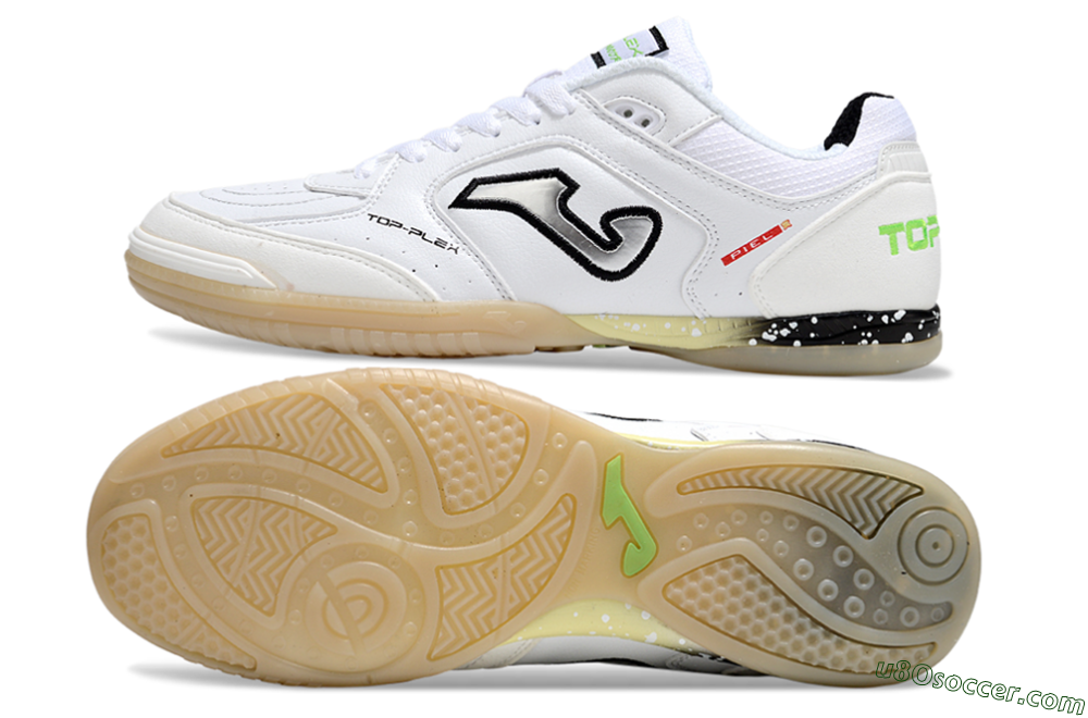 Joma Top Flex IC Indoor & Futsal Soccer Shoes - White/Black/Green 0