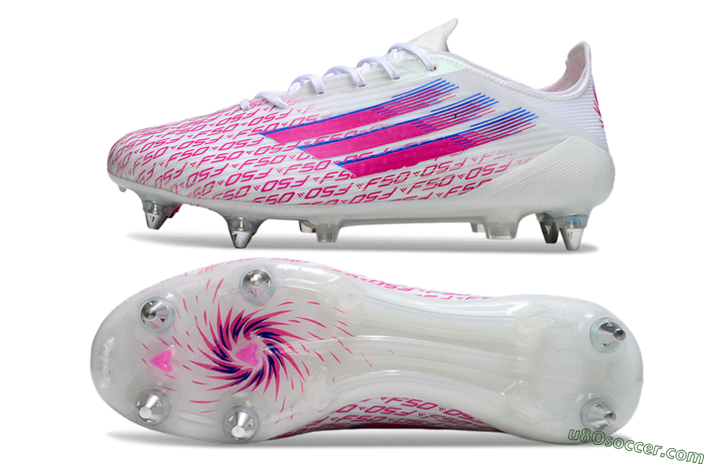 Adidas F50 Elite SG Soft Ground Soccer Cleats - White/Bright Pink/Blue Fusion 0