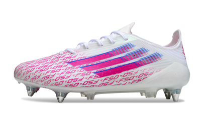 Adidas F50 Elite SG Soft Ground Soccer Cleats - White/Bright Pink/Blue Fusion
