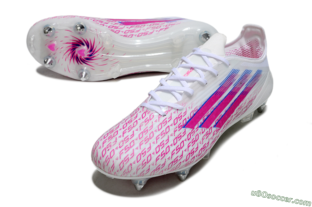 Adidas F50 Elite SG Soft Ground Soccer Cleats - White/Bright Pink/Blue Fusion 3