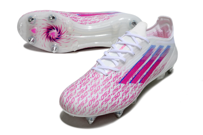 Adidas F50 Elite SG Soft Ground Soccer Cleats - White/Bright Pink/Blue Fusion