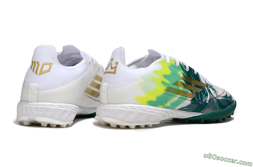 Adidas F50 Pro TF Artificial Turf Soccer Shoes - White/Green Splash/Golden Burst 6