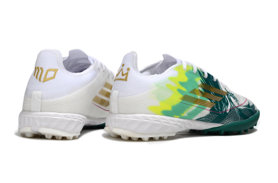 Adidas F50 Pro TF Artificial Turf Soccer Shoes - White/Green Splash/Golden Burst