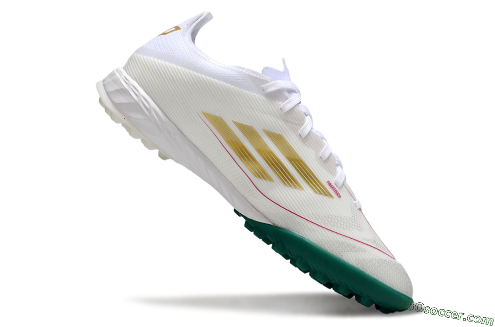 Adidas F50 Pro TF Artificial Turf Soccer Shoes - White/Green Splash/Golden Burst 4