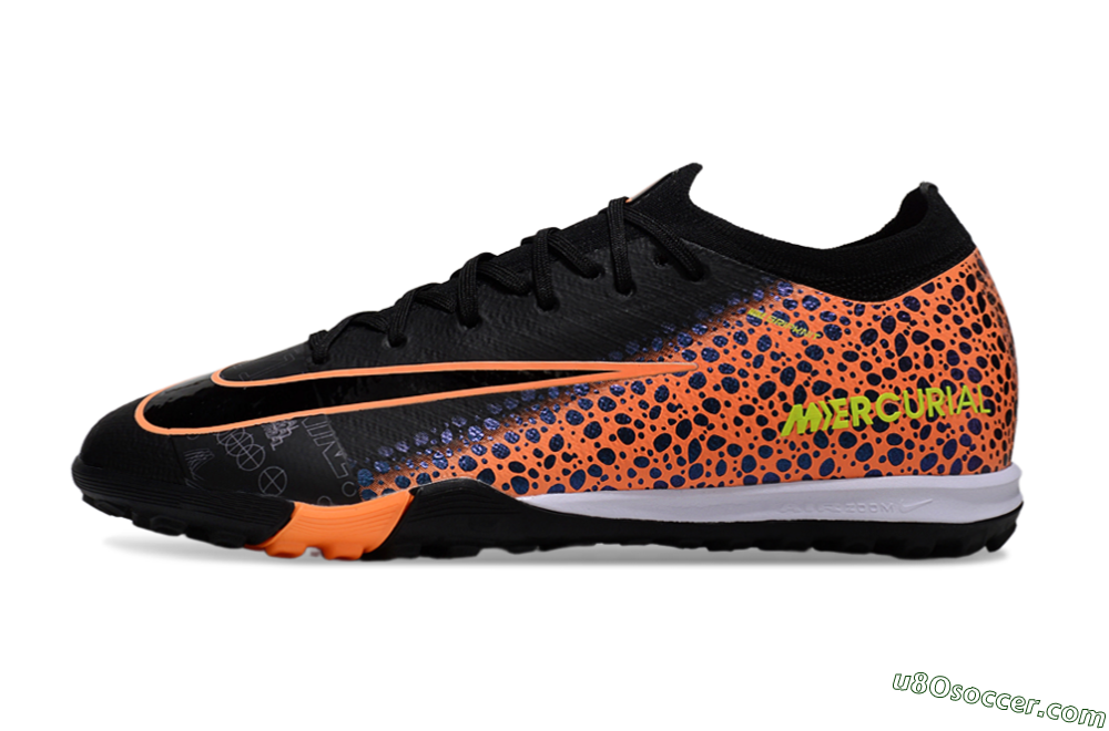 Nike Air Zoom Mercurial Vapor 16 Elite TF Artificial Turf Soccer Shoes - Black/Vibrant Orange/Neon Green 2
