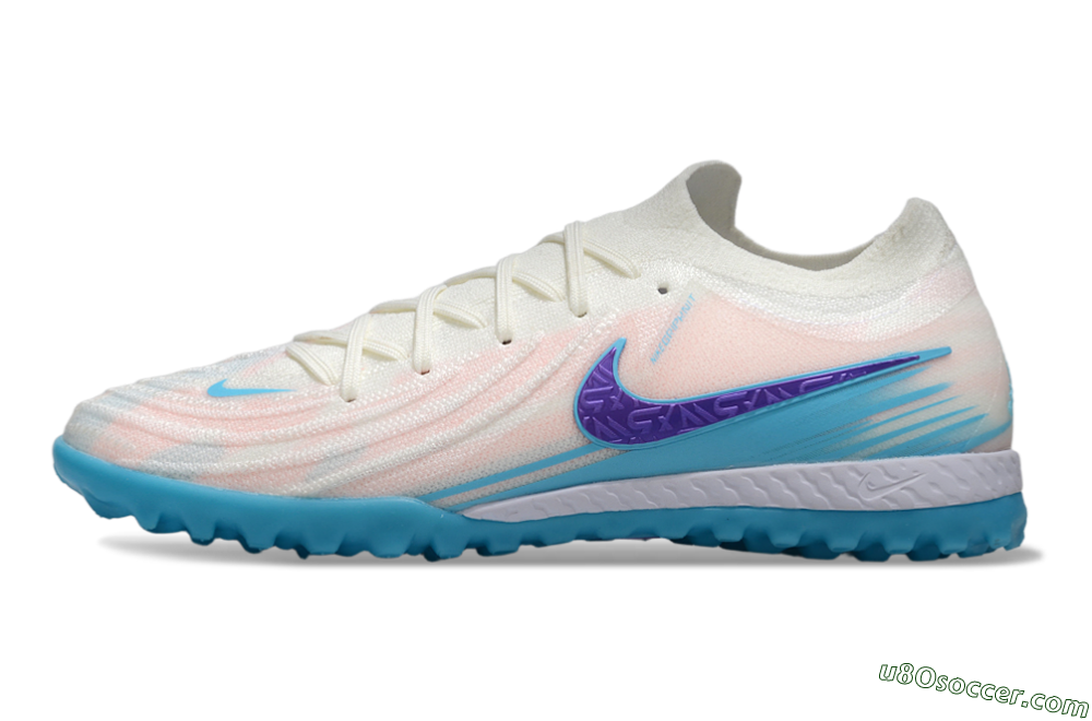Nike Phantom GX 2 Elite TF Artificial Turf Soccer Shoes - White/Azure Blue/Purple Fizz 2