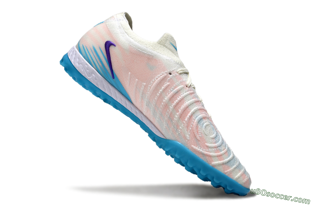 Nike Phantom GX 2 Elite TF Artificial Turf Soccer Shoes - White/Azure Blue/Purple Fizz 4