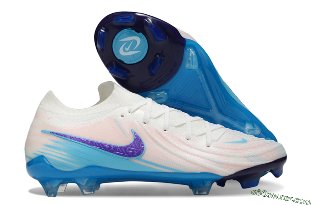 Nike Phantom GX 2 Elite FG Firm Ground Soccer Cleats - White/Sky Blue/Purple 1