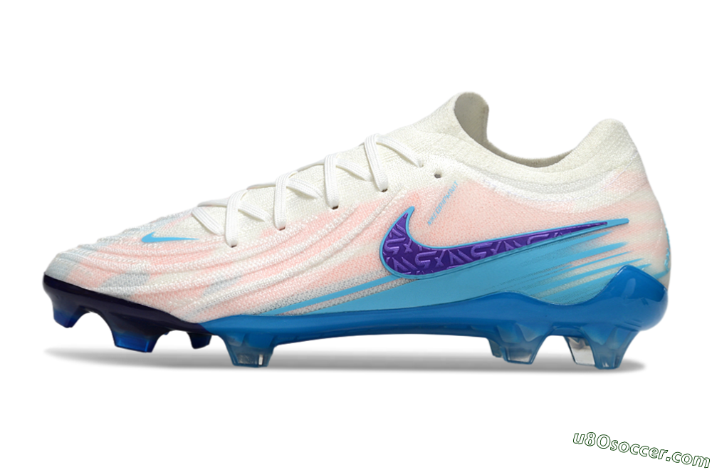Nike Phantom GX 2 Elite FG Firm Ground Soccer Cleats - White/Sky Blue/Purple 2