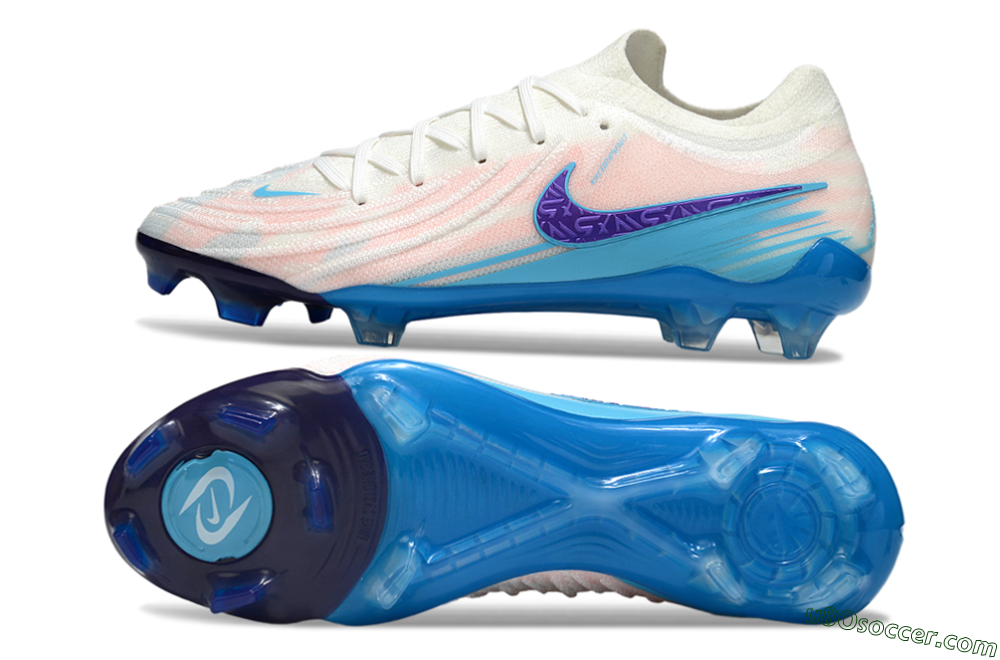 Nike Phantom GX 2 Elite FG Firm Ground Soccer Cleats - White/Sky Blue/Purple 0