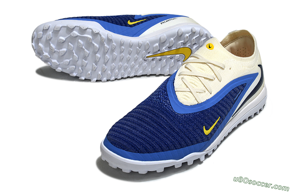Nike Phantom 6 Low Elite TF Artificial Turf Soccer Shoes - Blue/Navy Blue/Light Yellow 3