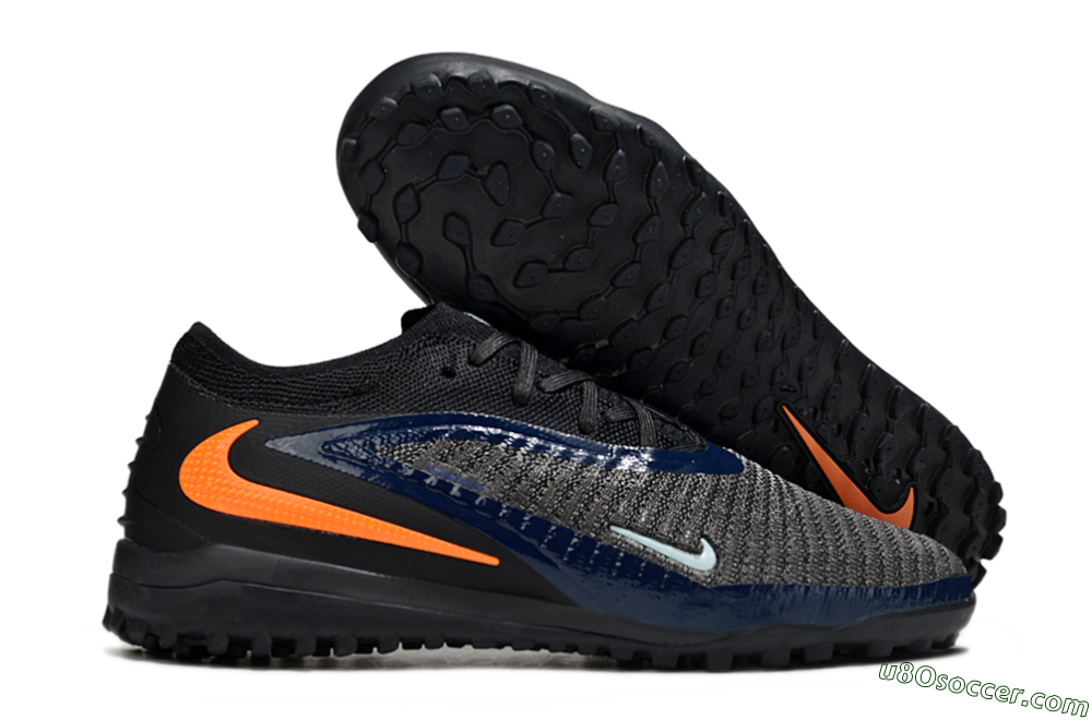Nike Phantom 6 Low Elite TF Artificial Turf Soccer Shoes - Black/Navy Blue/Neon Orange 1