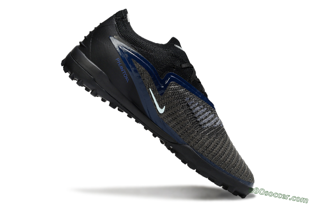 Nike Phantom 6 Low Elite TF Artificial Turf Soccer Shoes - Black/Navy Blue/Neon Orange 4