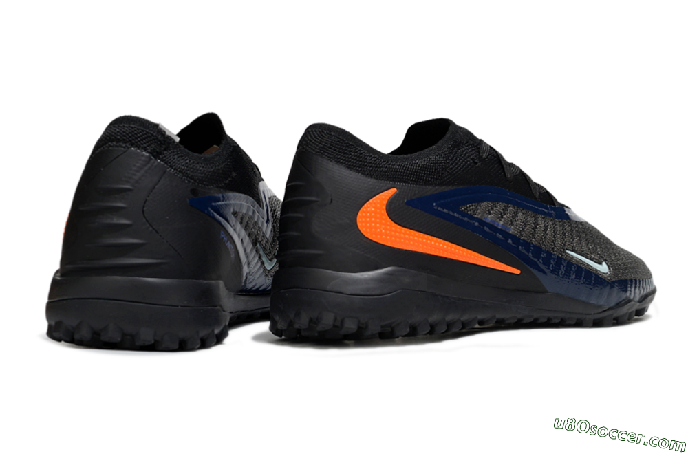Nike Phantom 6 Low Elite TF Artificial Turf Soccer Shoes - Black/Navy Blue/Neon Orange 6