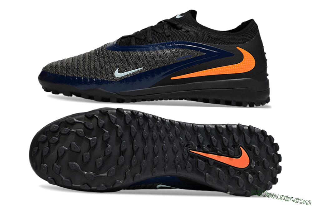 Nike Phantom 6 Low Elite TF Artificial Turf Soccer Shoes - Black/Navy Blue/Neon Orange 0