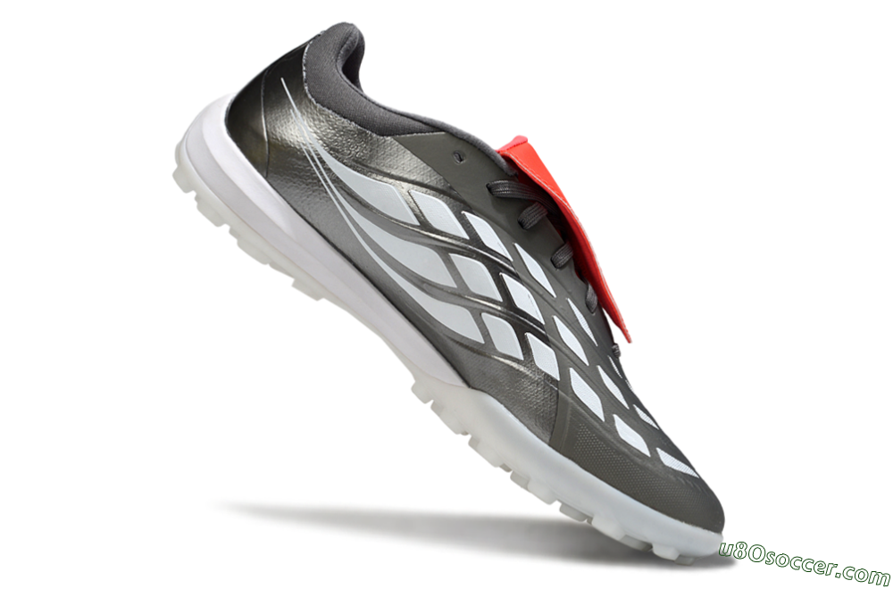 Adidas Predator League Fold-Over Tongue TF Artificial Turf Soccer Shoes - Gray/Electric Orange/White 4