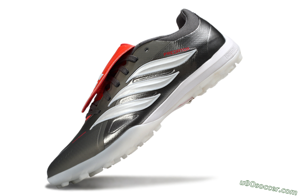 Adidas Predator League Fold-Over Tongue TF Artificial Turf Soccer Shoes - Gray/Electric Orange/White 5