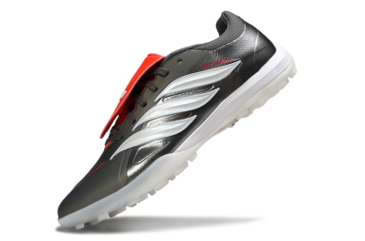 Adidas Predator League Fold-Over Tongue TF Artificial Turf Soccer Shoes - Gray/Electric Orange/White