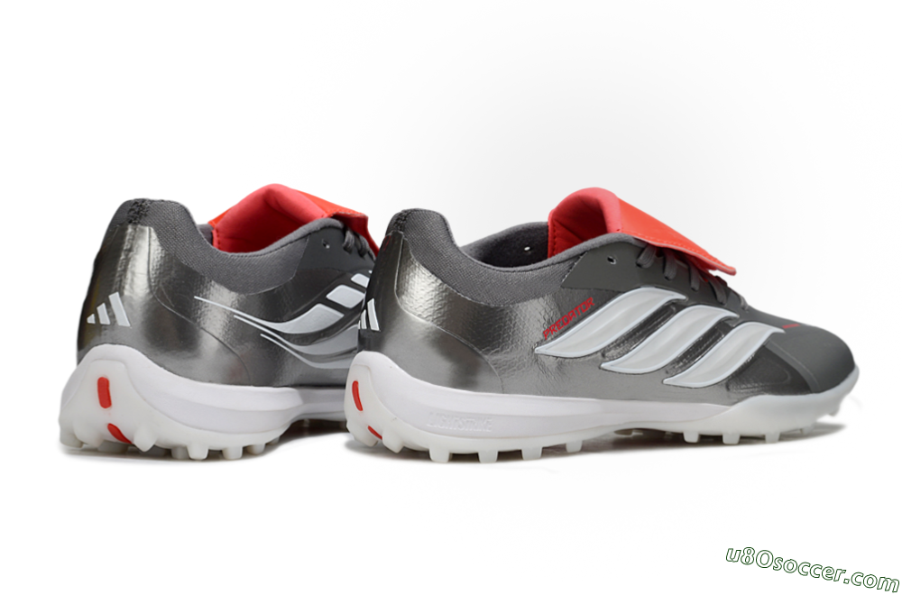 Adidas Predator League Fold-Over Tongue TF Artificial Turf Soccer Shoes - Gray/Electric Orange/White 6