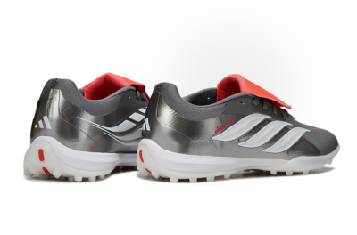 Adidas Predator League Fold-Over Tongue TF Artificial Turf Soccer Shoes - Gray/Electric Orange/White