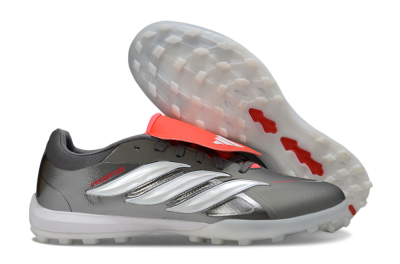Adidas Predator League Fold-Over Tongue TF Artificial Turf Soccer Shoes - Gray/Electric Orange/White