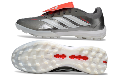 Adidas Predator League Fold-Over Tongue TF Artificial Turf Soccer Shoes - Gray/Electric Orange/White