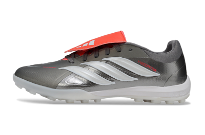 Adidas Predator League Fold-Over Tongue TF Artificial Turf Soccer Shoes - Gray/Electric Orange/White