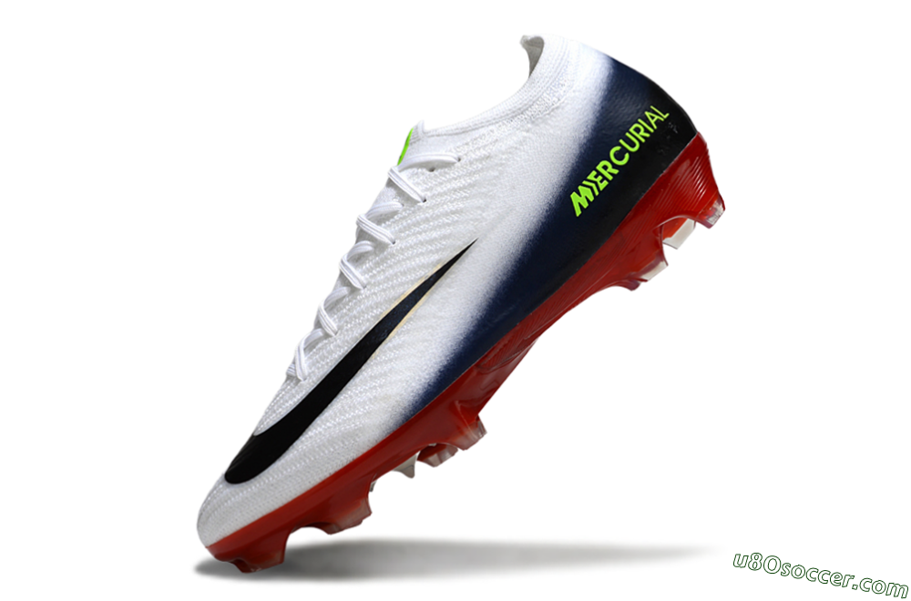Nike Air Zoom Mercurial Vapor 16 Elite FG Firm Ground Soccer Cleats - White/Vibrant Red/Navy Blue 5